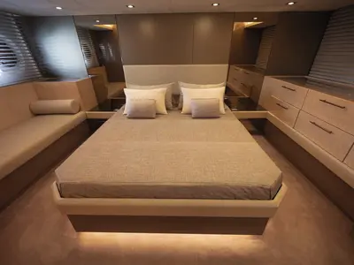 Cabin on Five weeks, a Beneteau Monte Carlo 66 motor yacht at Castellammare di Stabia, Italy