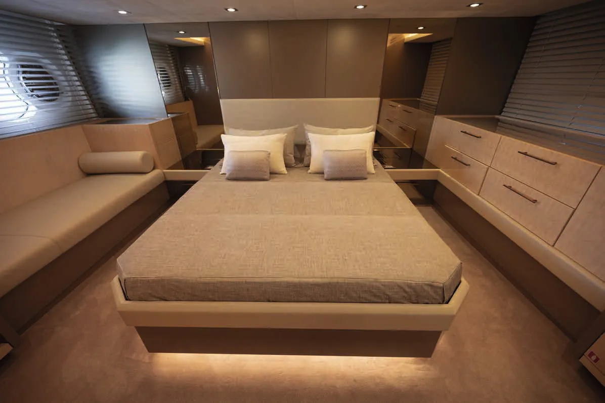 Cabin on Five weeks, a Beneteau Monte Carlo 66 motor yacht at Castellammare di Stabia, Italy
