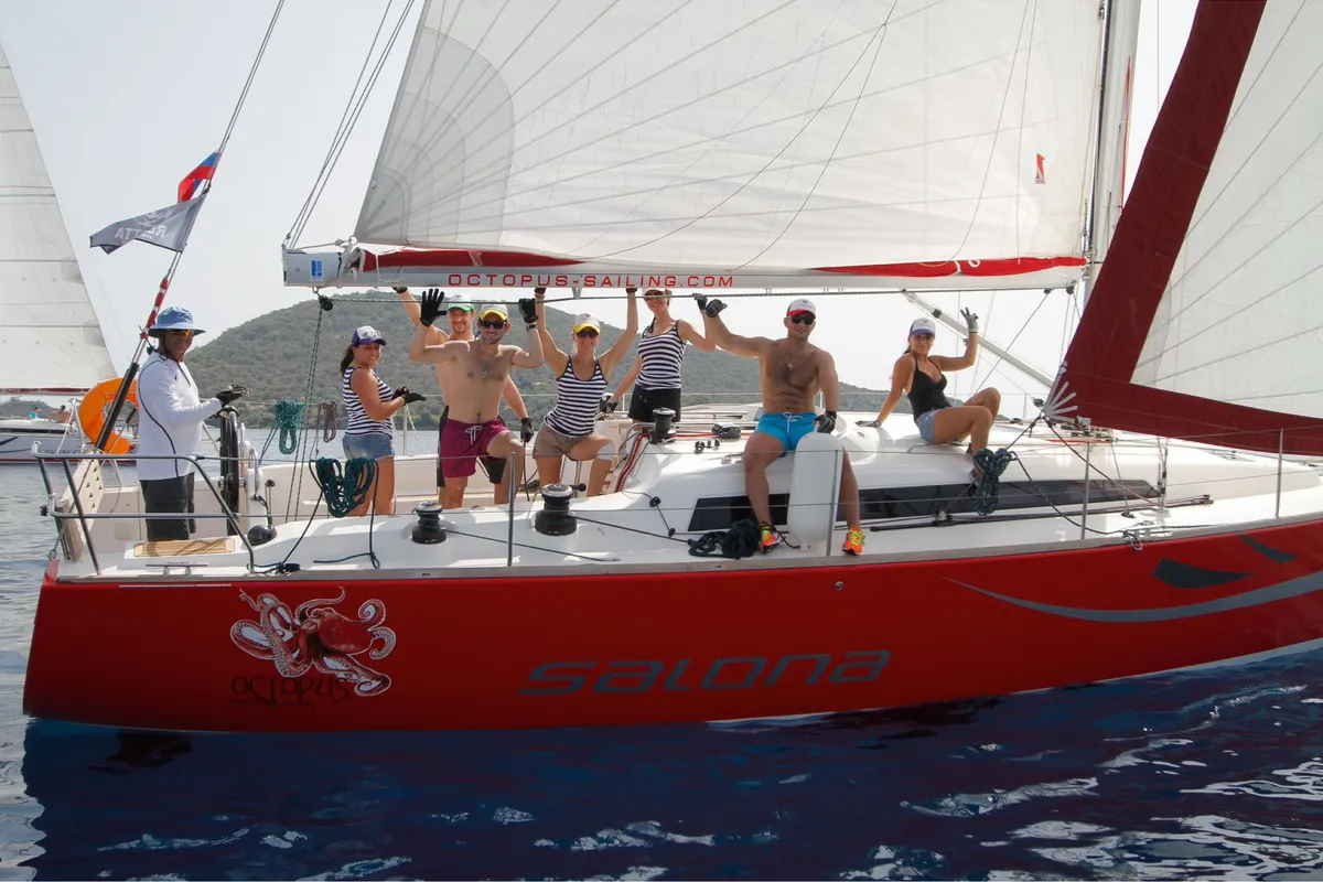 Exterior view of RED SCORPION, a AD Boats Salona 41 sailboat at Marmaris, Turkey