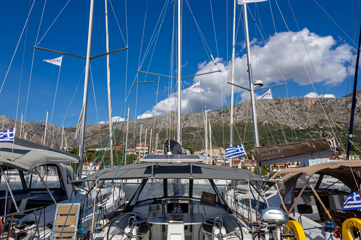 Exterior view of The Boss, a Beneteau Oceanis 38.1 sailboat at Municipal Unit of Palairos, Greece