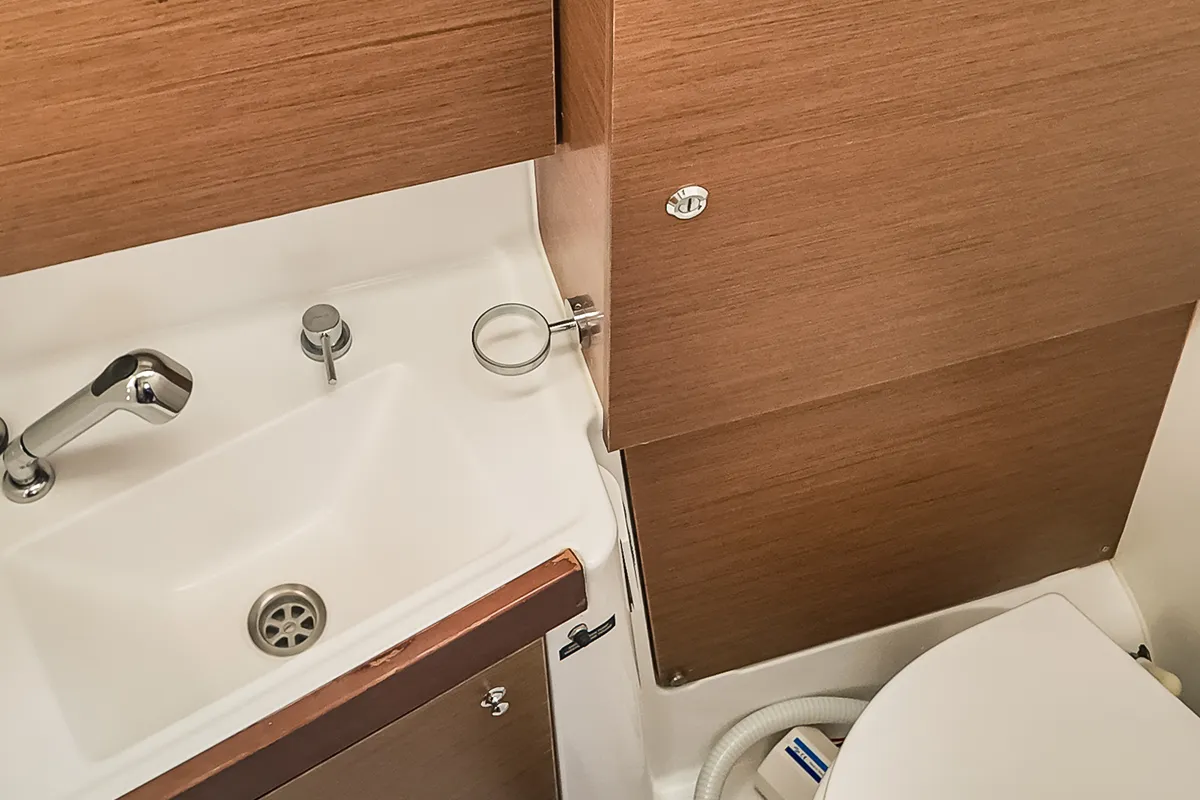Head on The Boss, a Beneteau Oceanis 38.1 sailboat at Municipal Unit of Palairos, Greece