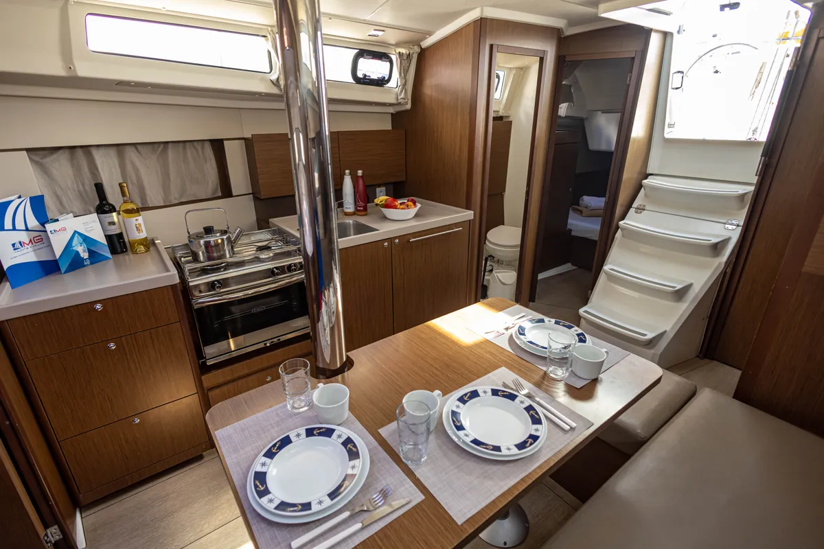 Galley of The Boss, a Beneteau Oceanis 38.1 sailboat at Municipal Unit of Palairos, Greece