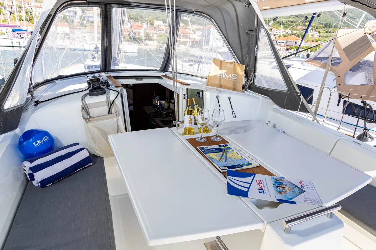 Salon of The Boss, a Beneteau Oceanis 38.1 sailboat at Municipal Unit of Palairos, Greece