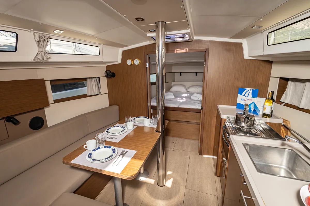 Salon of The Boss, a Beneteau Oceanis 38.1 sailboat at Municipal Unit of Palairos, Greece