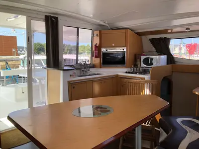 Galley of Curieuse, a Fountaine Pajot Lipari 41 catamaran at Kerners, France