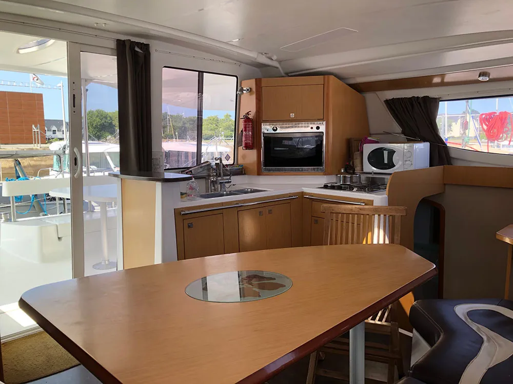 Galley of Curieuse, a Fountaine Pajot Lipari 41 catamaran at Kerners, France