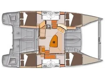 Floor plan of Curieuse, a Fountaine Pajot Lipari 41 catamaran at Kerners, France