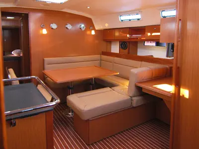 Salon of Hydra, a Bavaria Cruiser 45 sailboat at Olbia, Italy