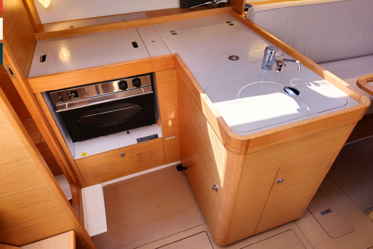 Galley of Lola, a Dufour 360 GL sailboat at Rogoznica, Croatia