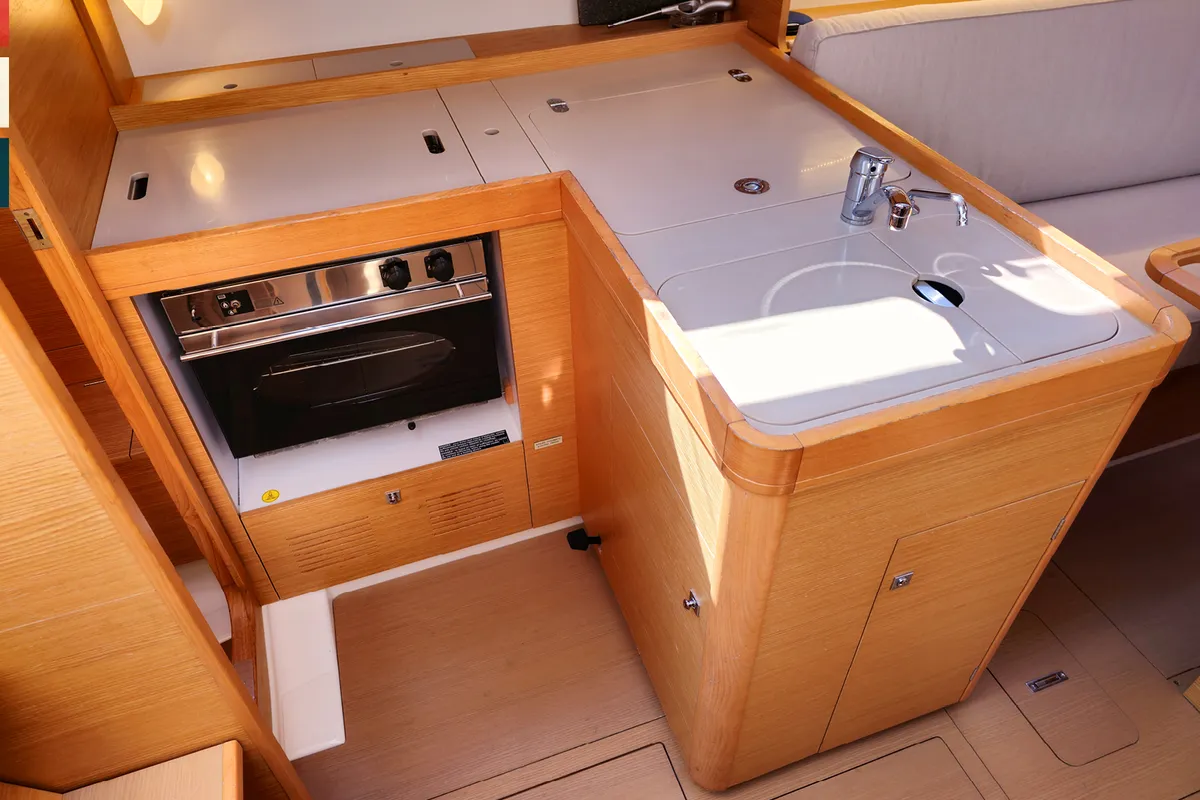 Galley of Lola, a Dufour 360 GL sailboat at Rogoznica, Croatia