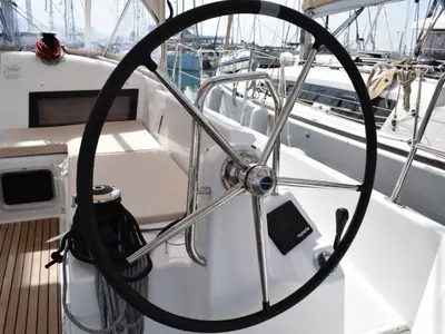 Cockpit of PROUD MARY, a Jeanneau Sun Odyssey 440 sailboat at Sukošan, Croatia