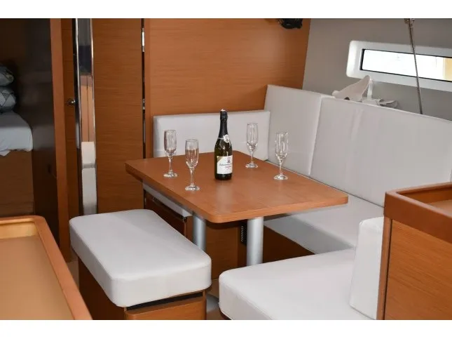 Salon of PROUD MARY, a Jeanneau Sun Odyssey 440 sailboat at Sukošan, Croatia