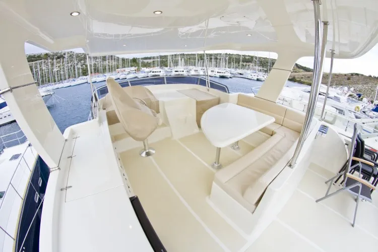 Deck of Anna Sophie, a Adagio Europa 51.5 motorboat at Primošten, Croatia