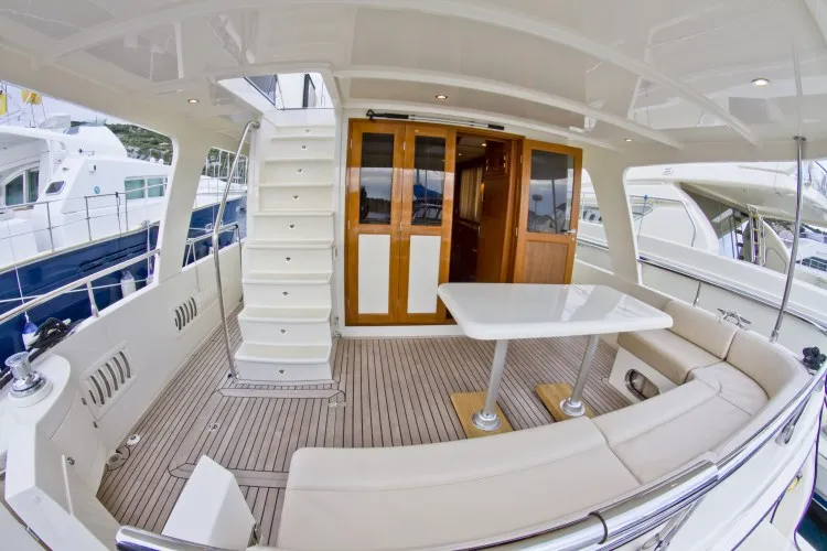 Deck of Anna Sophie, a Adagio Europa 51.5 motorboat at Primošten, Croatia