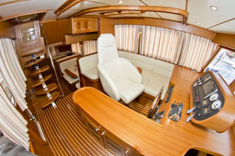Cockpit of Anna Sophie, a Adagio Europa 51.5 motorboat at Primošten, Croatia