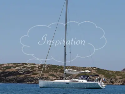 Cockpit of Inspiration, a Beneteau Oceanis 54 sailboat at Athens, Greece
