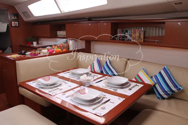 Cabin on Inspiration, a Beneteau Oceanis 54 sailboat at Athens, Greece