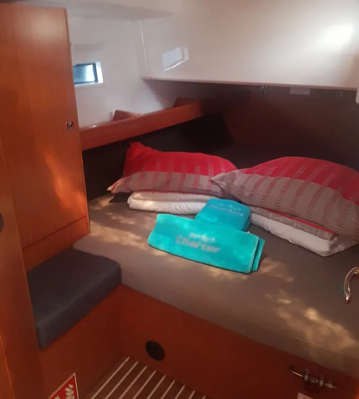 Cabin on Diana, a Bavaria Cruiser 46 sailboat at Punat, Croatia