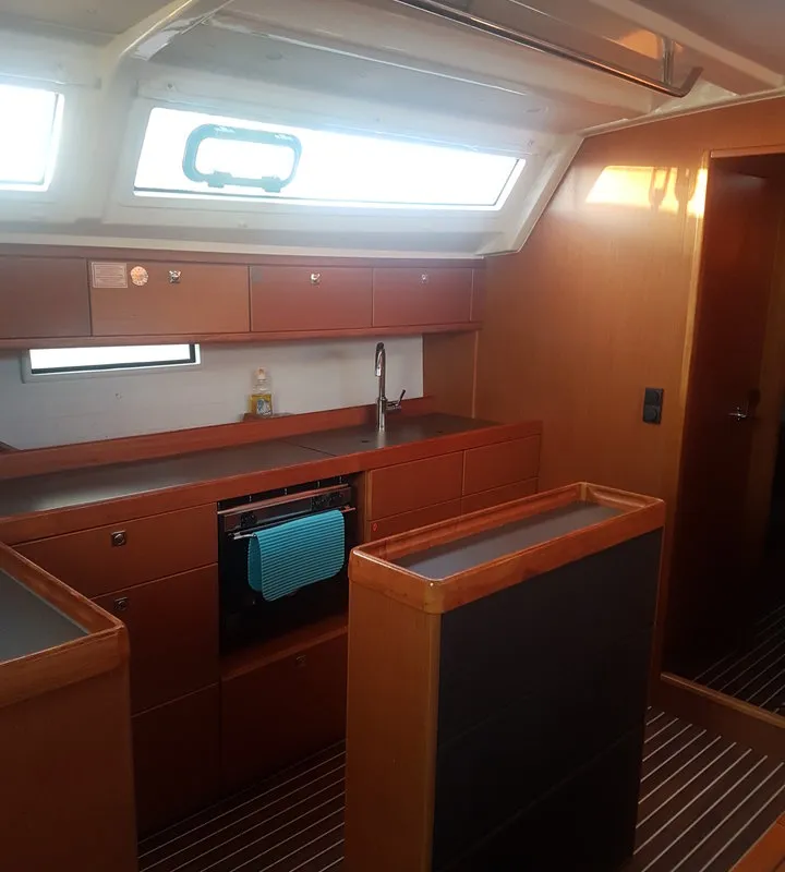 Galley of Diana, a Bavaria Cruiser 46 sailboat at Punat, Croatia