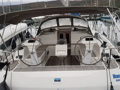 Cockpit of Diana, a Bavaria Cruiser 46 sailboat at Punat, Croatia