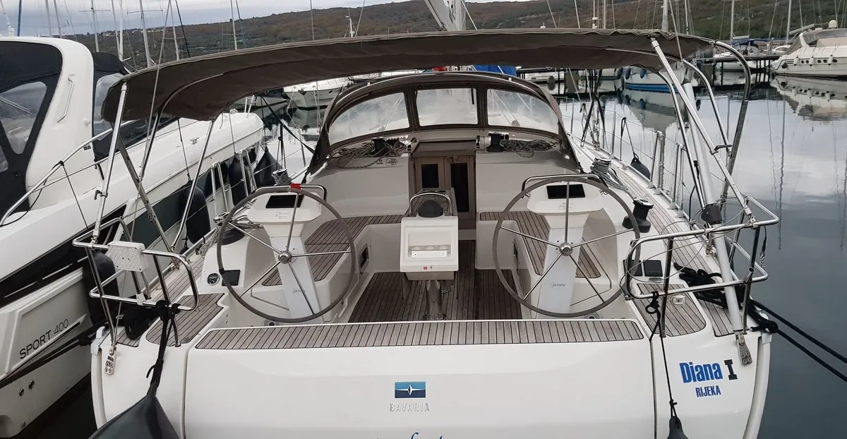 Cockpit of Diana, a Bavaria Cruiser 46 sailboat at Punat, Croatia