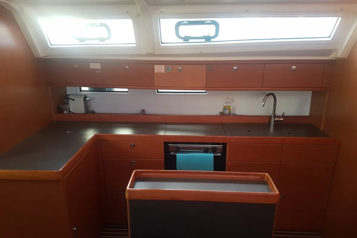 Galley of Diana, a Bavaria Cruiser 46 sailboat at Punat, Croatia