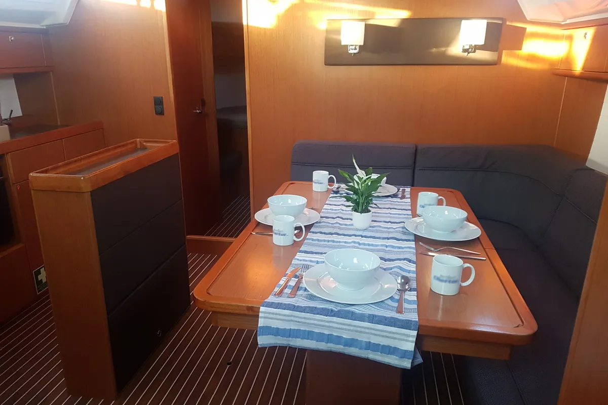 Salon of Diana, a Bavaria Cruiser 46 sailboat at Punat, Croatia