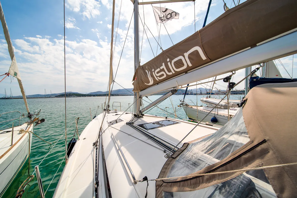 Galley of Navillera, a Jeanneau Sun Odyssey 440 sailboat at Skiathos, Greece