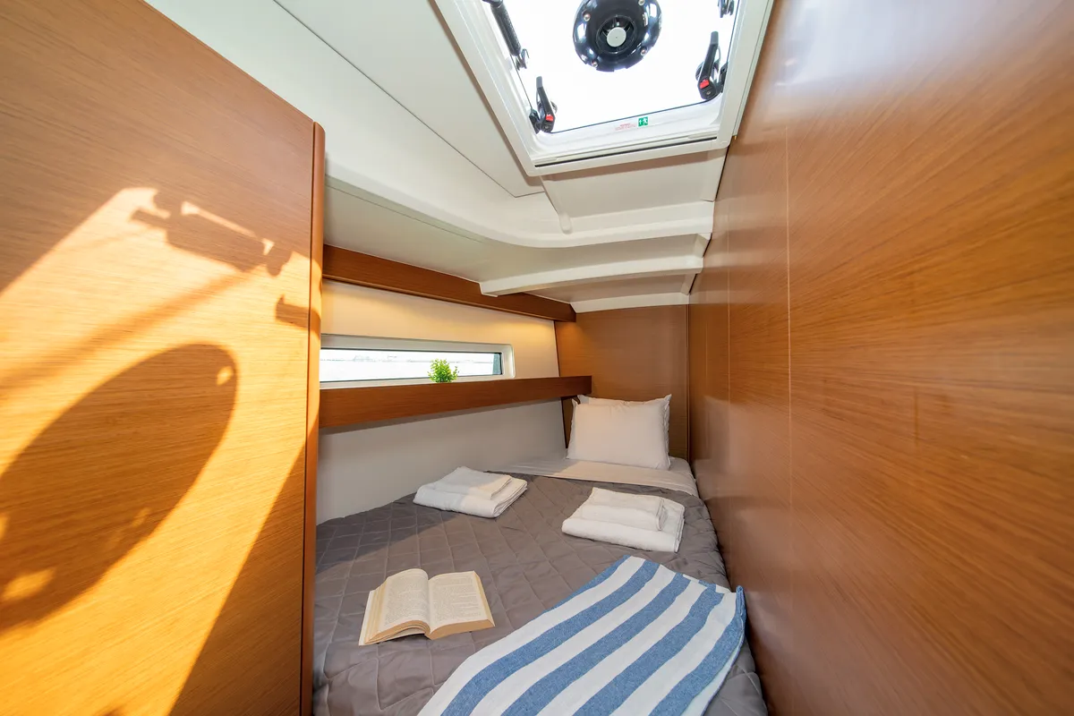 Galley of Navillera, a Jeanneau Sun Odyssey 440 sailboat at Skiathos, Greece