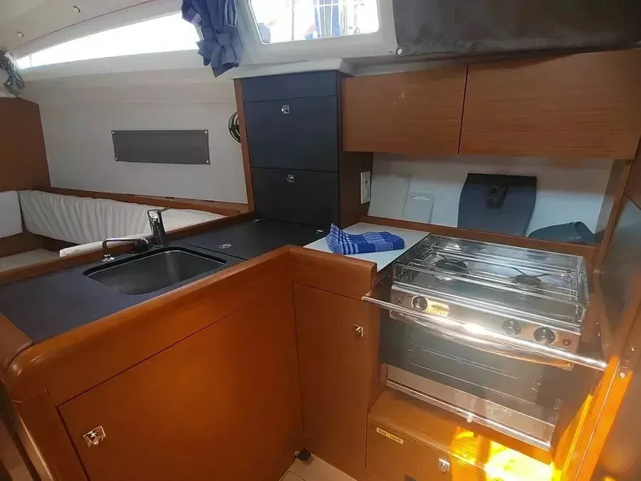 Galley of Reina De Oros, a Jeanneau Sun Odyssey 349 sailboat at Grad Pula, Croatia