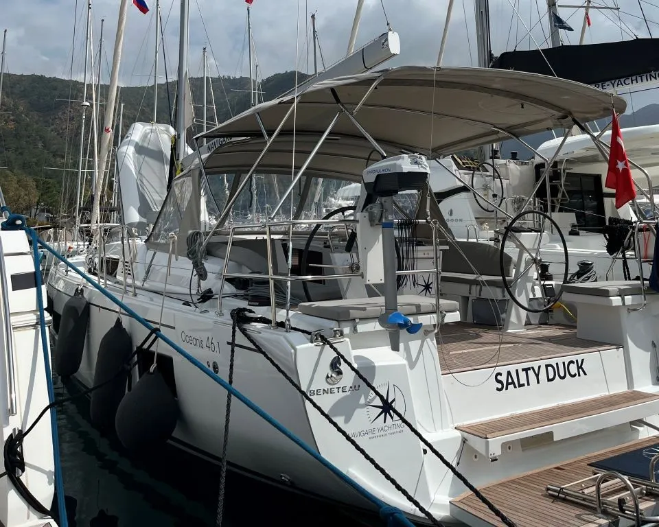 SALTY DUCK, a Beneteau Oceanis 46.1 sailboat at Marmaris, Turkey