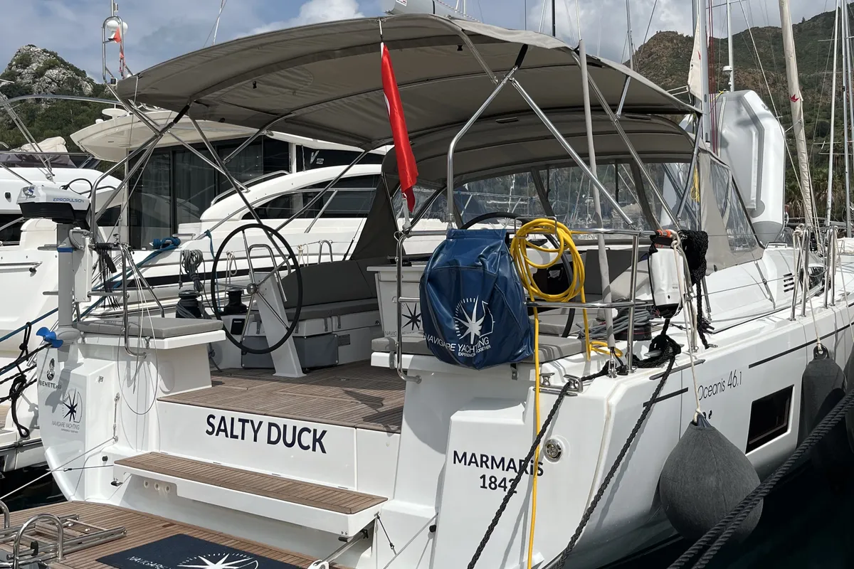 SALTY DUCK, a Beneteau Oceanis 46.1 sailboat at Marmaris, Turkey