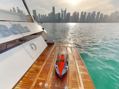 Bella 780, a Galeon 780 motor yacht at Dubai Harbour, United Arab Emirates
