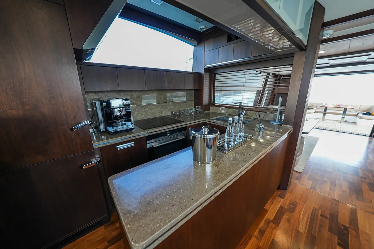 Bella 780, a Galeon 780 motor yacht at Dubai Harbour, United Arab Emirates
