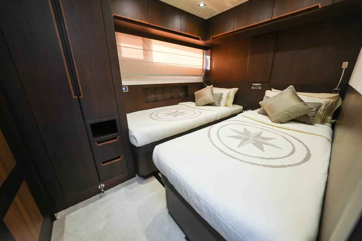 Bella 780, a Galeon 780 motor yacht at Dubai Harbour, United Arab Emirates