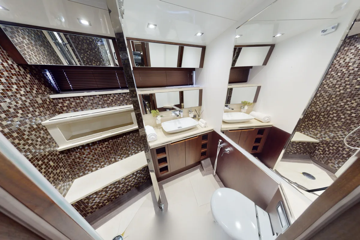 Bella 780, a Galeon 780 motor yacht at Dubai Harbour, United Arab Emirates