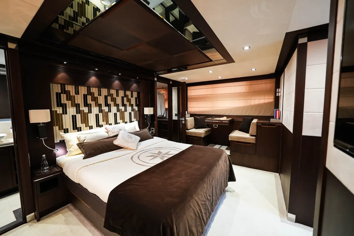 Bella 780, a Galeon 780 motor yacht at Dubai Harbour, United Arab Emirates