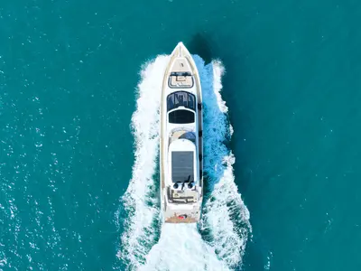 Bella 780, a Galeon 780 motor yacht at Dubai Harbour, United Arab Emirates