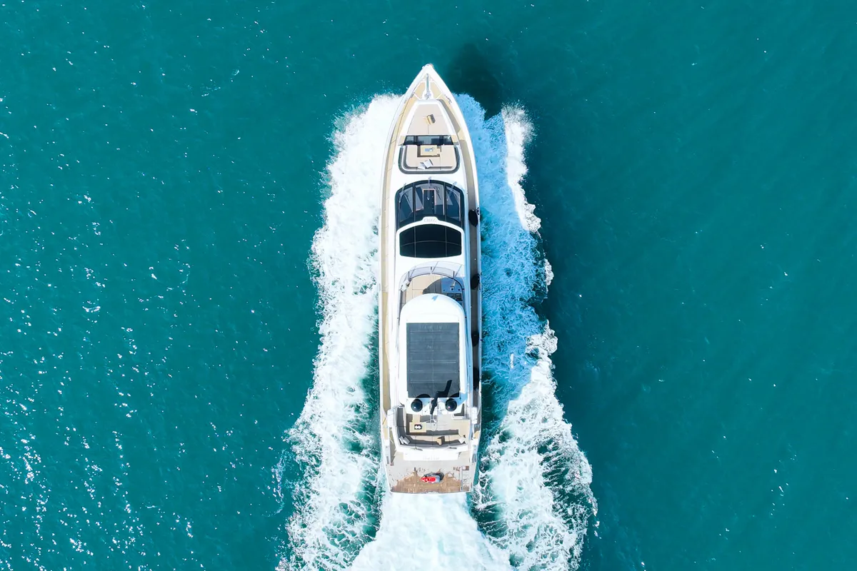 Bella 780, a Galeon 780 motor yacht at Dubai Harbour, United Arab Emirates