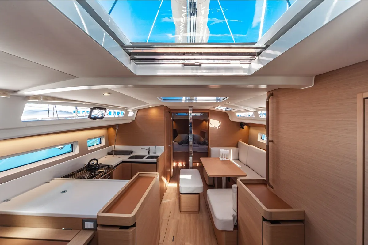Salon of Nantes, a Jeanneau Sun Odyssey 440 sailboat at Capo d'Orlando, Italy