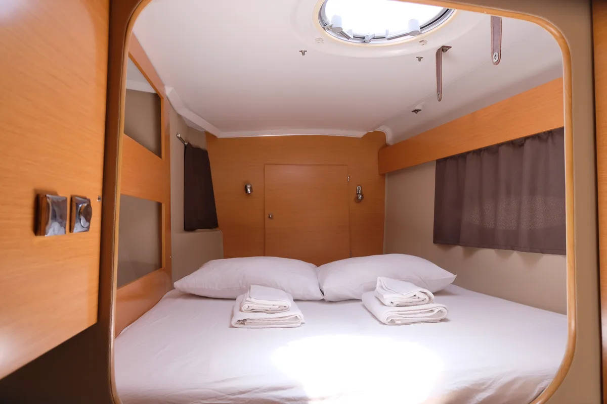 Cabin on Mirada, a Fountaine Pajot Lipari 41 catamaran at Fethiye, Turkey