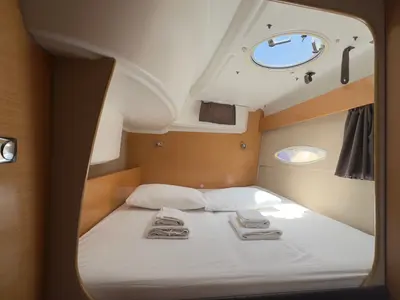 Cabin on Mirada, a Fountaine Pajot Lipari 41 catamaran at Fethiye, Turkey