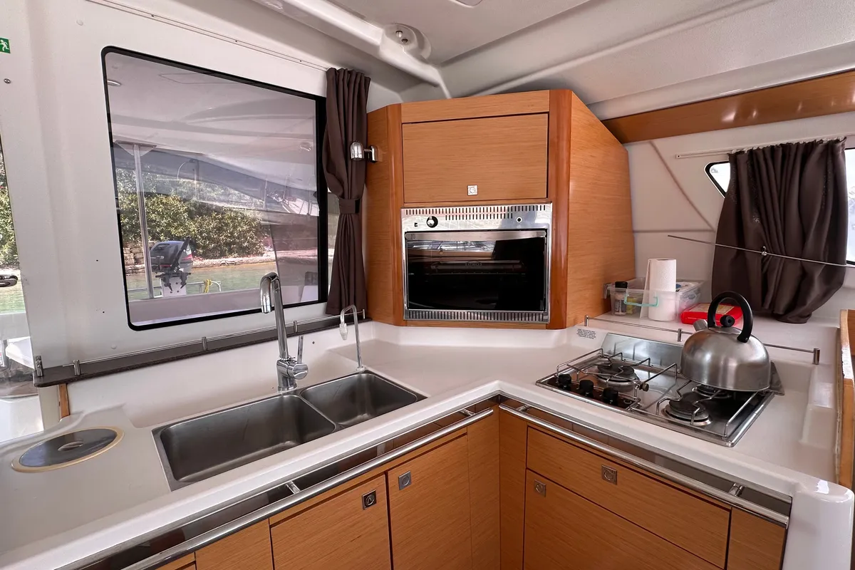 Galley of Mirada, a Fountaine Pajot Lipari 41 catamaran at Fethiye, Turkey