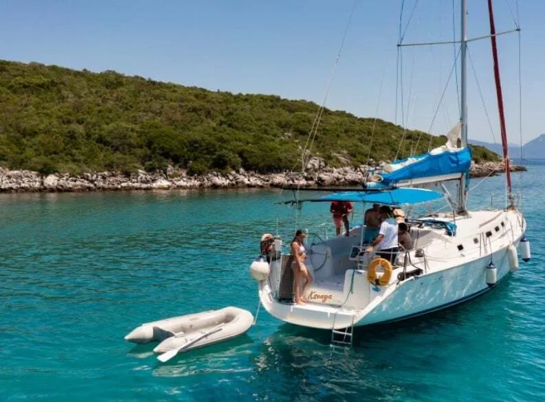 Exterior view of Ksenya, a Beneteau Cyclades 43.4 sailboat at Salamina Municipal Unit, Greece