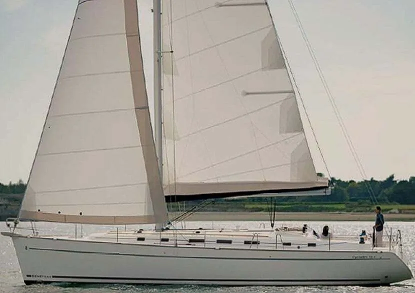 Exterior view of Ksenya, a Beneteau Cyclades 43.4 sailboat at Salamina Municipal Unit, Greece