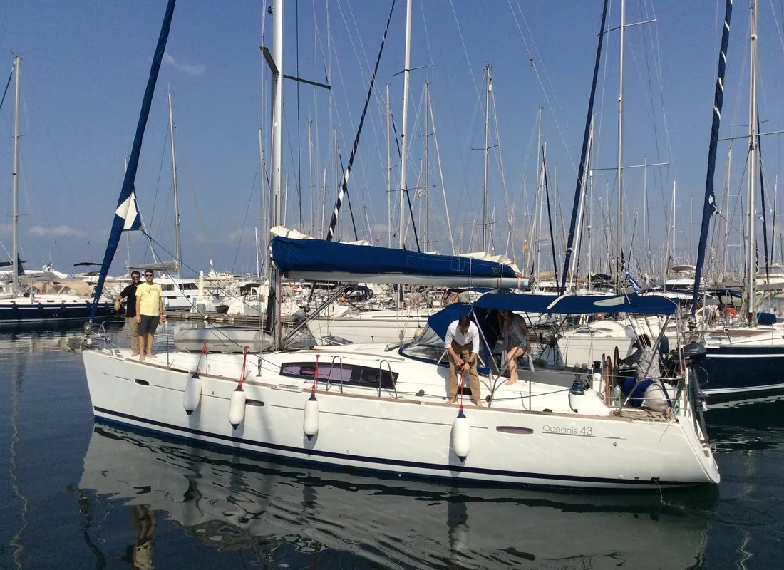 Exterior view of Fantasea, a Beneteau Oceanis 43 sailboat at Athens, Greece