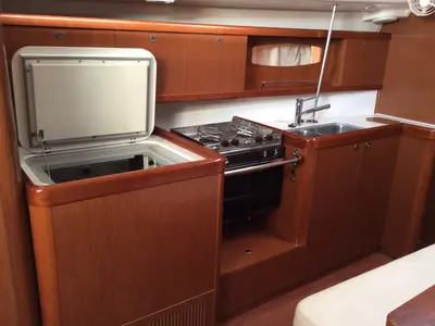 Galley of Fantasea, a Beneteau Oceanis 43 sailboat at Athens, Greece
