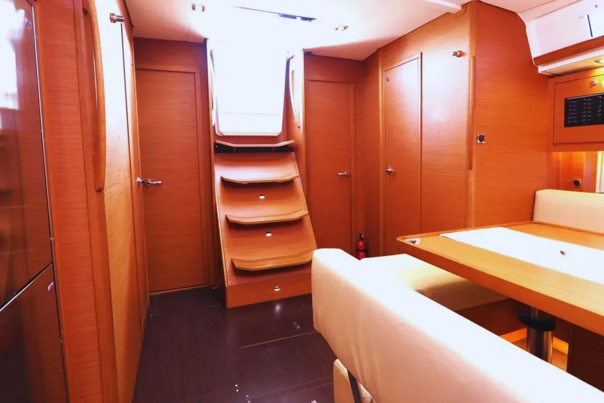 Salon of M'Arricrio, a Dufour 470 sailboat at Palermo, Italy