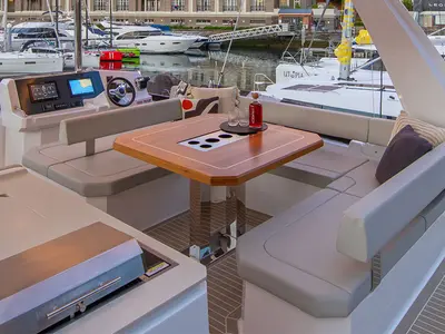 Deck of Moorings 403 PC Exclusive, a Leopard 40 PC catamaran at La Paz, Mexico