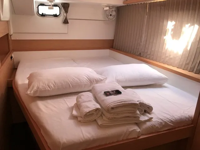 Cabin on Tulip, a Lagoon 400 S2 catamaran at Lavreotiki Municipal Unit, Greece